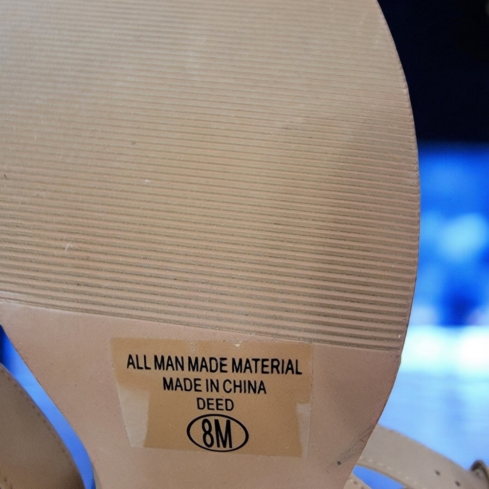 Y. Not? Women's size 8M Beige cork wedged strappy heels. SEE Pics - Picture 2 of 12
